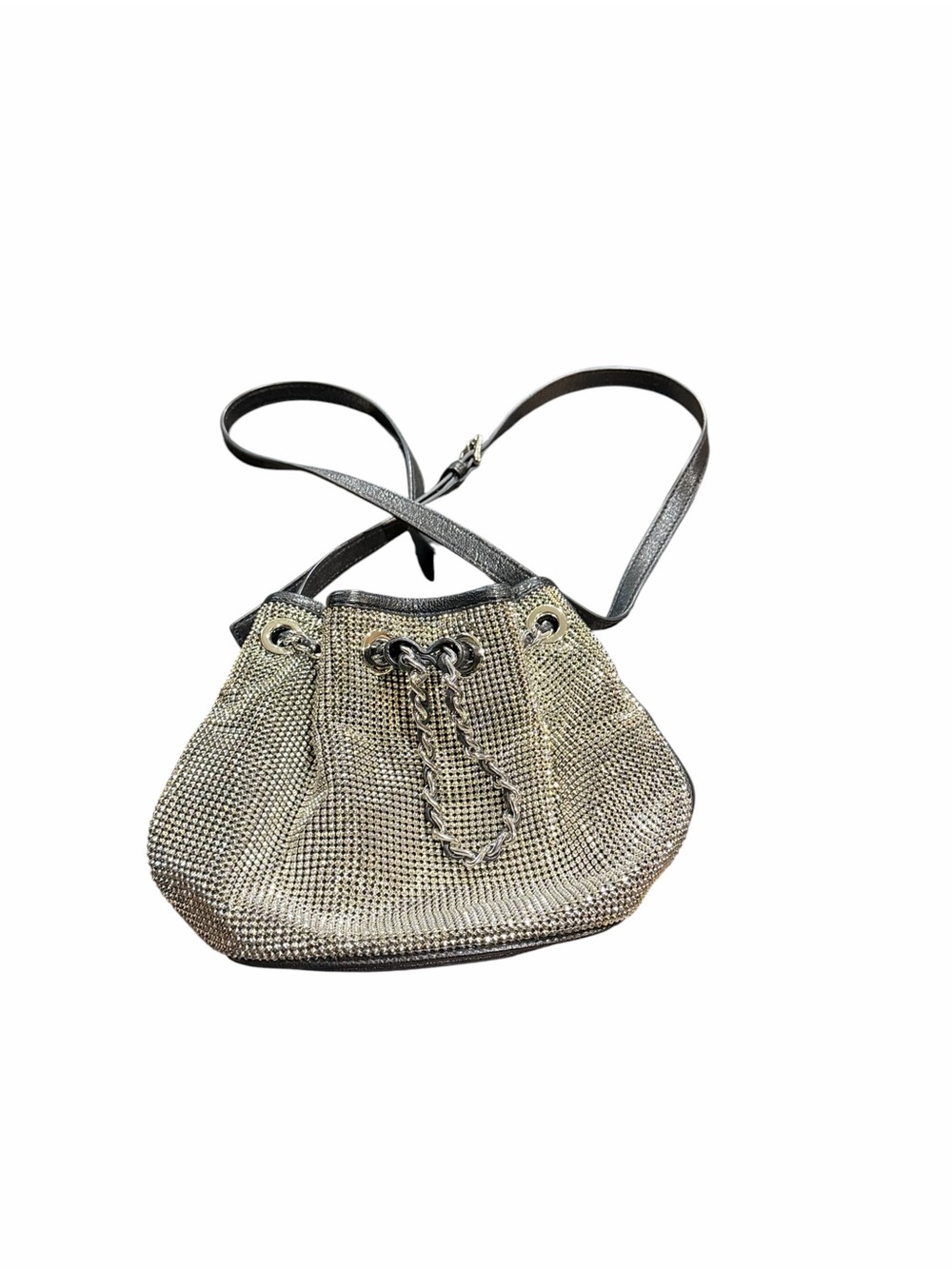 Michael Kors Silver Mesh Drawstring Shoulder Bag